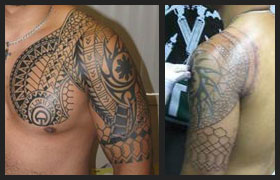 Tribal Sun Chest Tattoo